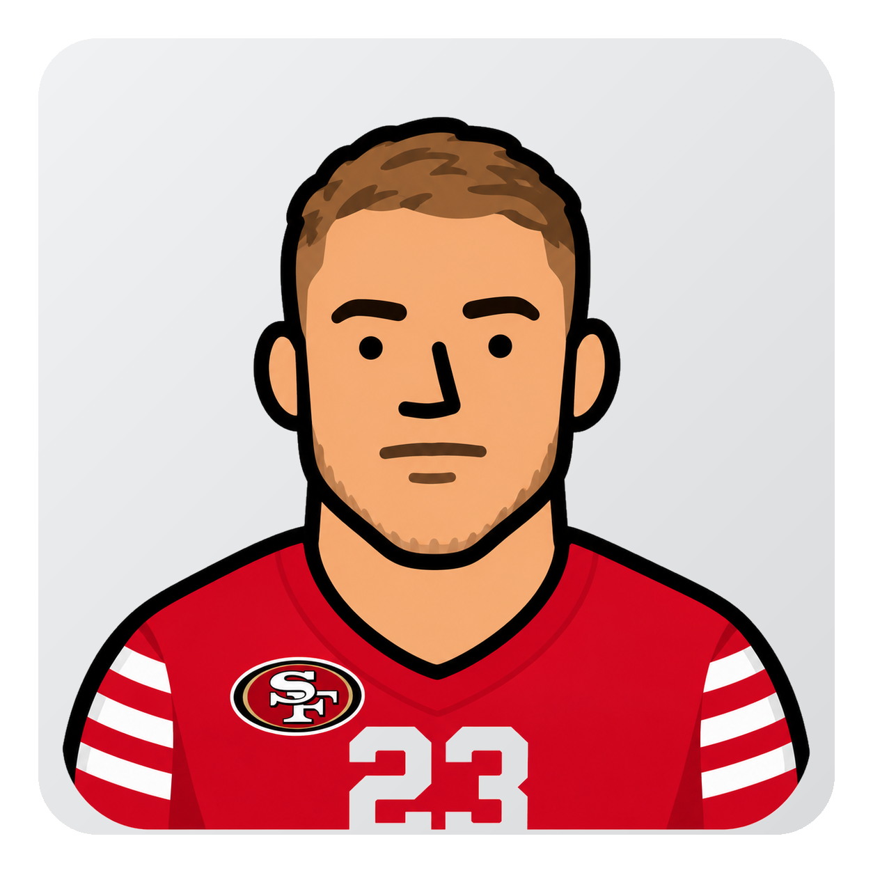 Christian McCaffrey cartoon portrait in SAN FRANCISCO 49ERS uniform