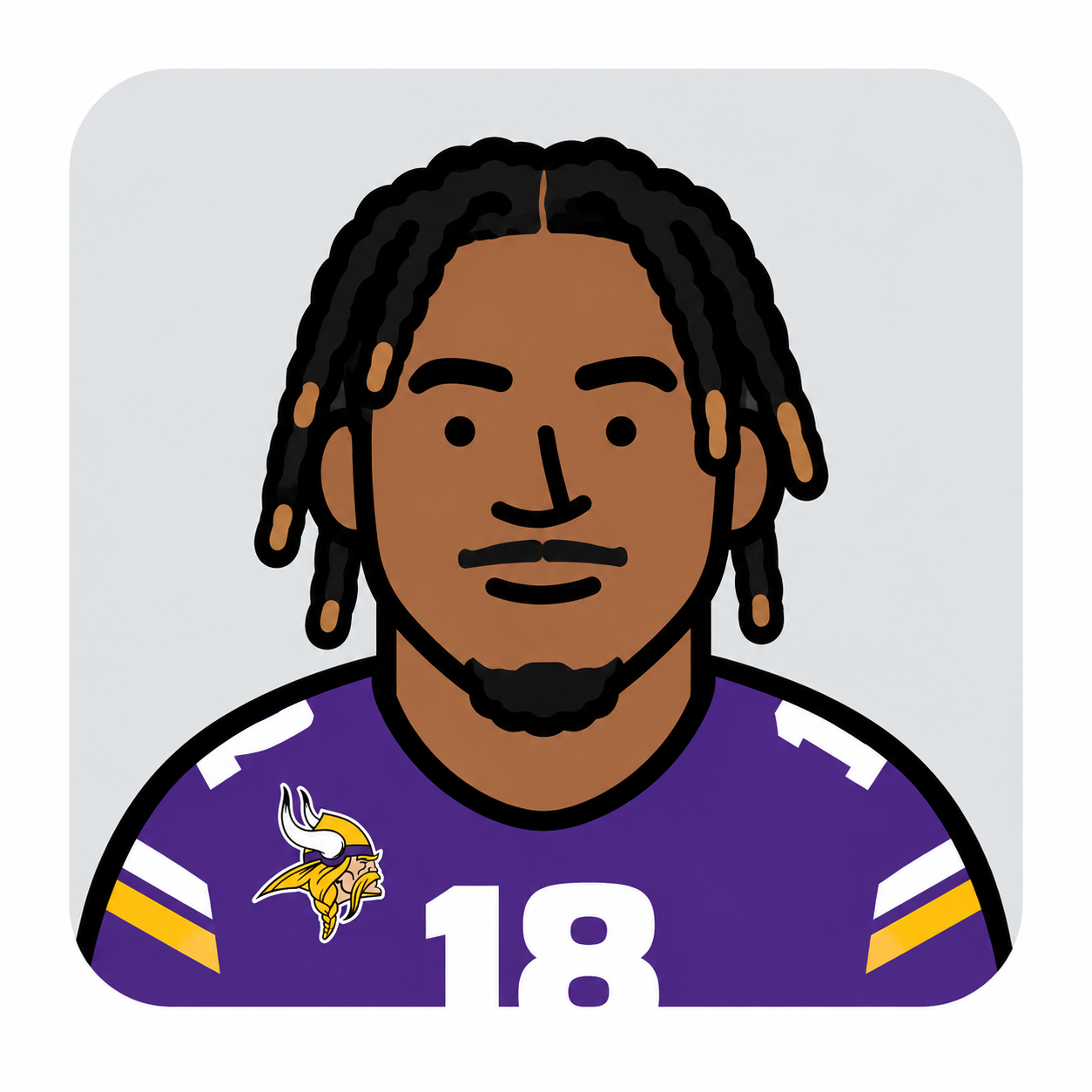 Justin Jefferson cartoon portrait in MINNESOTA VIKINGS uniform