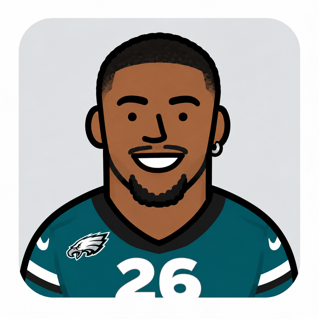 Saquon Barkley cartoon portrait in PHILADELPHIA EAGLES uniform